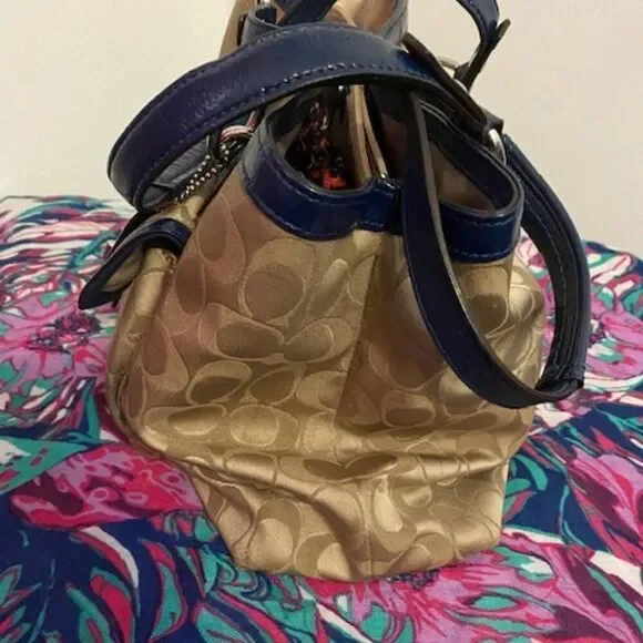 Coach F19043 Khaki/Navy Penelope Signature Satchel - Picture 4 of 13